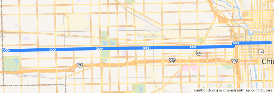 Mapa del recorrido Madison Night Bus de la línea  en Chicago.
