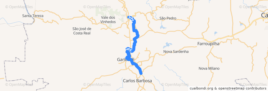 Mapa del recorrido Maria Fumaça de la línea  en Região Geográfica Imediata de Bento Gonçalves.