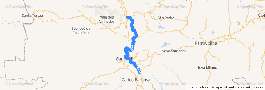 Mapa del recorrido Maria Fumaça de la línea  en Região Geográfica Imediata de Bento Gonçalves.