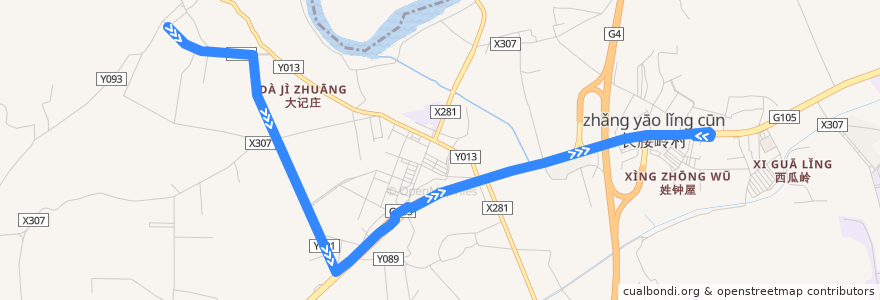 Mapa del recorrido 734路(广州华南商贸职业学院总站-寮采村委总站) de la línea  en 钟落潭镇.