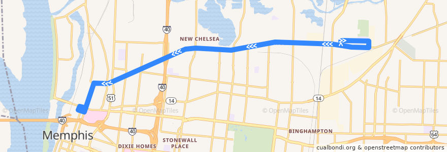 Mapa del recorrido MATA 8 Chelsea de la línea  en Memphis.