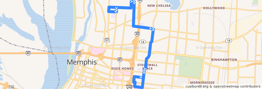 Mapa del recorrido MATA 31 Firestone de la línea  en Memphis.