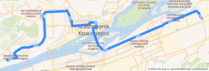 Mapa del recorrido Автобус 2: Автовокзал Восточный — Дом учёных de la línea  en городской округ Красноярск.