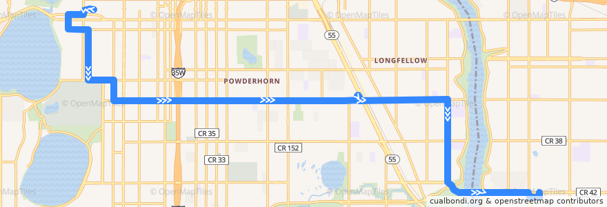 Mapa del recorrido Metro Transit 23H (eastbound) de la línea  en منيابولس.