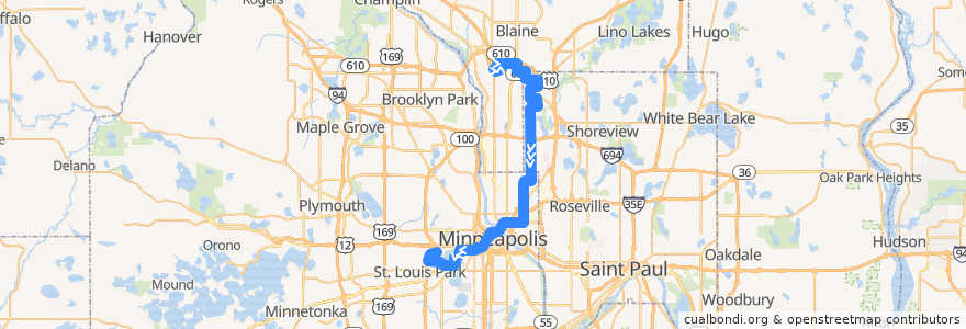 Mapa del recorrido Metro Transit 25L (southbound) de la línea  en مينيسوتا.