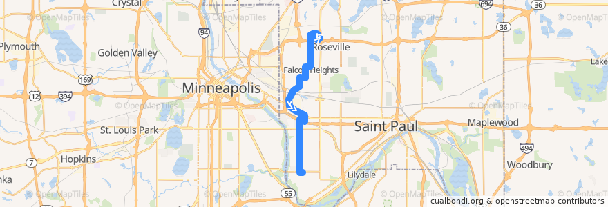 Mapa del recorrido Metro Transit 87 (southbound) de la línea  en Ramsey County.