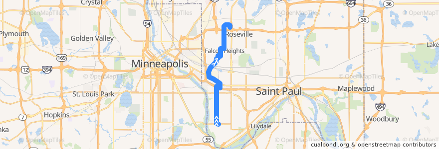 Mapa del recorrido Metro Transit 87 (northbound) de la línea  en Ramsey County.