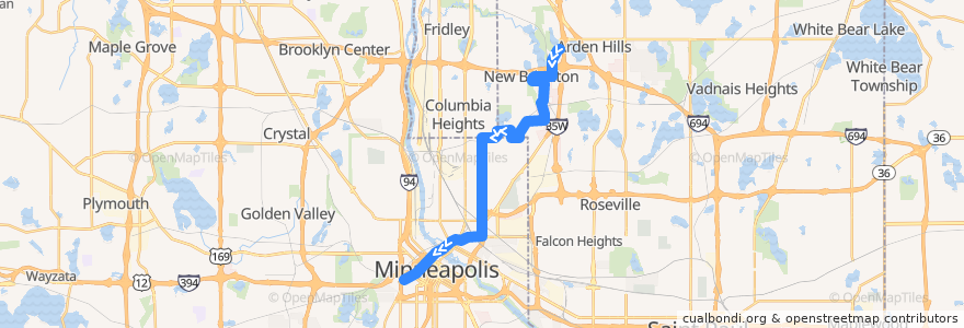 Mapa del recorrido Metro Transit 141 (southbound) de la línea  en مینه‌سوتا.