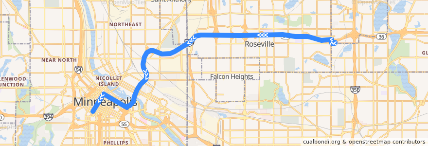 Mapa del recorrido Metro Transit 263 (southbound) de la línea  en Minnesota.