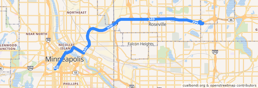 Mapa del recorrido Metro Transit 263 (northbound) de la línea  en Minnesota.