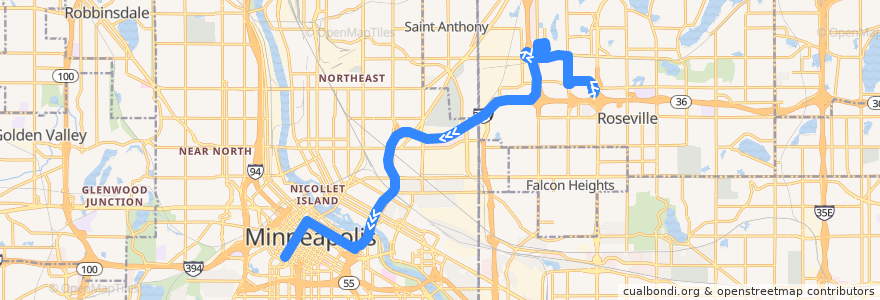 Mapa del recorrido Metro Transit 264C (southbound) de la línea  en Minnesota.
