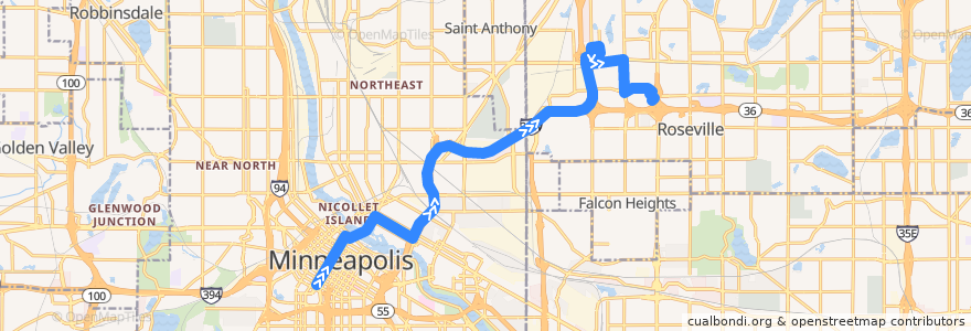 Mapa del recorrido Metro Transit 264C (northbound) de la línea  en Minnesota.