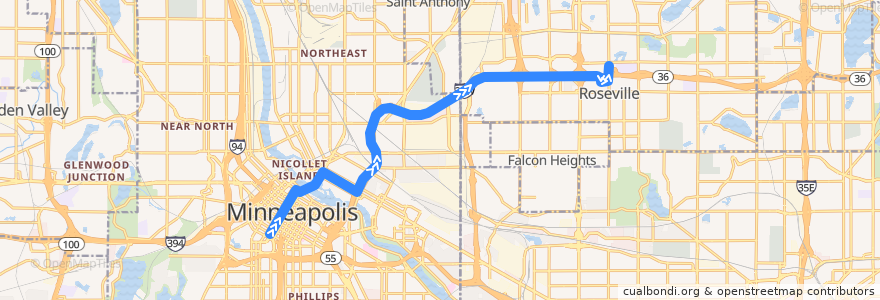 Mapa del recorrido Metro Transit 261 (northbound) de la línea  en Minnesota.