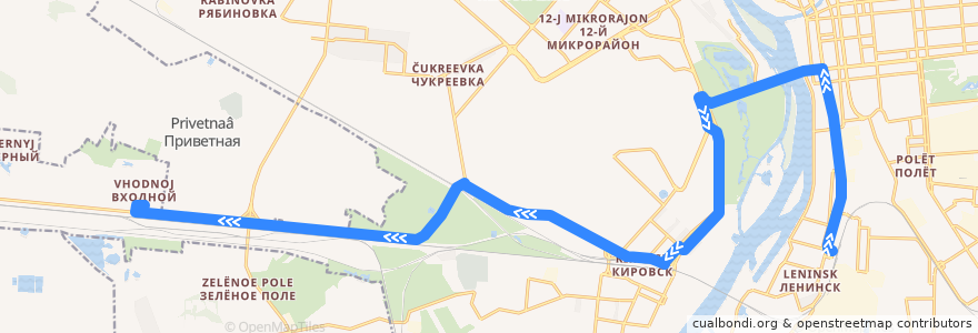 Mapa del recorrido Автобус №125 : Железнодорожный вокзал - пос. Входной de la línea  en Omsk.