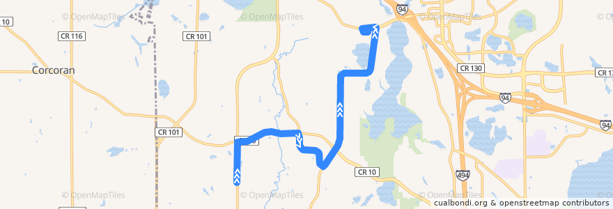 Mapa del recorrido Maple Grove Transit 788 (southbound) de la línea  en Maple Grove.
