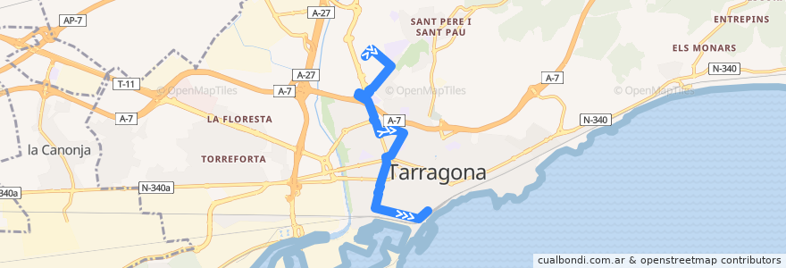 Mapa del recorrido L41 Zona Educacional - Estació de la línea  en Tarragona.