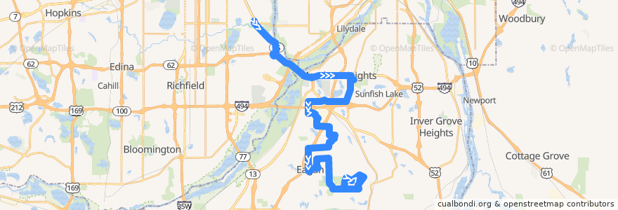 Mapa del recorrido MVTA 446P (southbound) de la línea  en Dakota County.