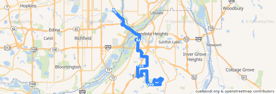 Mapa del recorrido MVTA 446 (southbound) de la línea  en Minnesota.