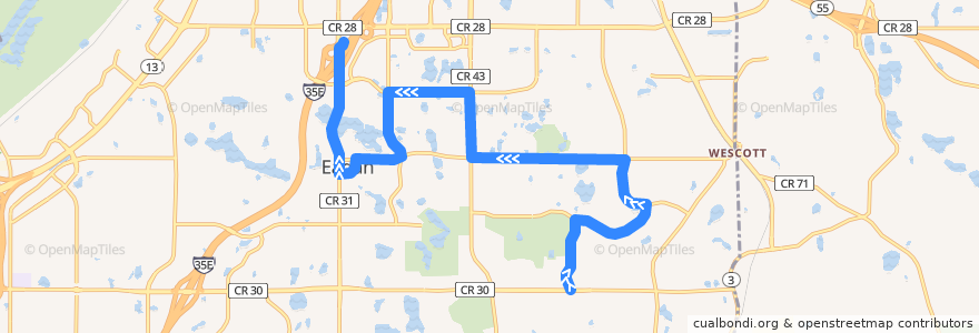 Mapa del recorrido MVTA 446S (northbound) de la línea  en Eagan.