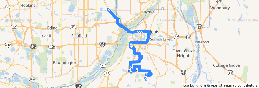 Mapa del recorrido MVTA 446P (northbound) de la línea  en Dakota County.