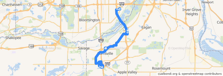 Mapa del recorrido MVTA 444C (southbound) de la línea  en Dakota County.