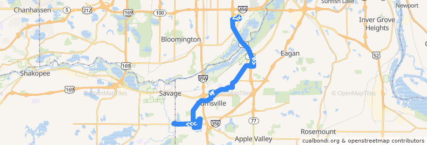 Mapa del recorrido MVTA 444A (southbound) de la línea  en Dakota County.