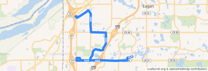 Mapa del recorrido MVTA 438 (westbound) de la línea  en Eagan.