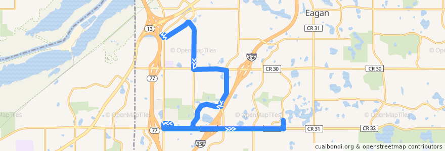 Mapa del recorrido MVTA 438 (eastbound) de la línea  en Eagan.