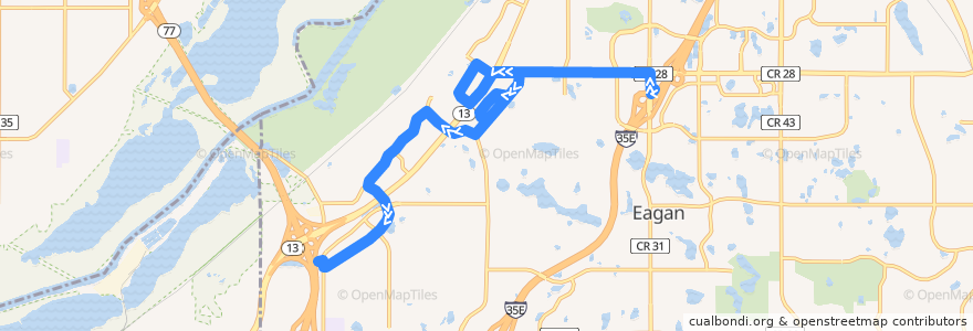 Mapa del recorrido MVTA 437 (westbound) de la línea  en Eagan.