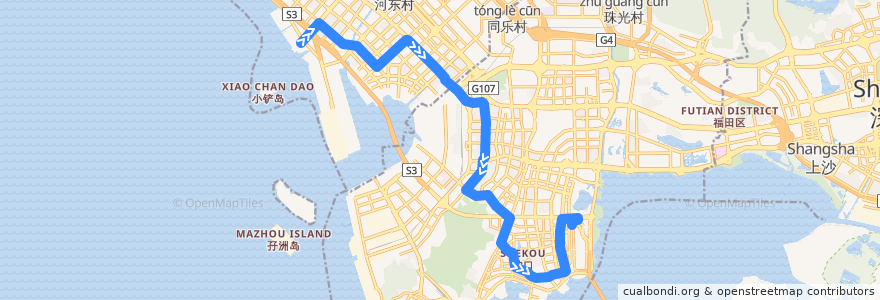 Mapa del recorrido M484 大铲湾公交总站 => 深圳湾口岸 de la línea  en Shenzhen.