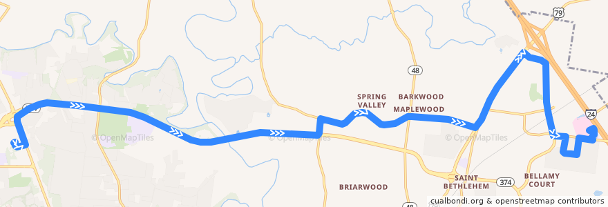 Mapa del recorrido Route 8: 101 Express/ Hospital de la línea  en Clarksville.