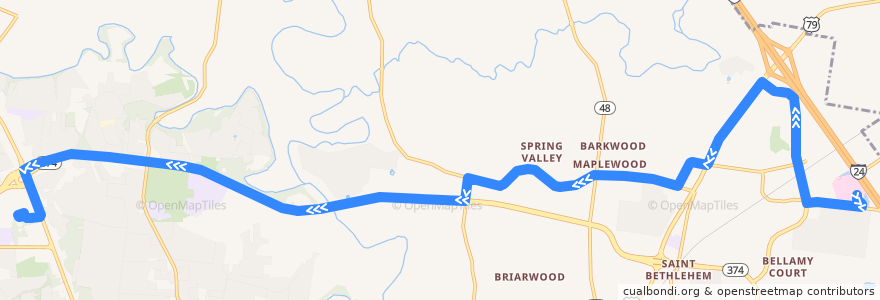 Mapa del recorrido Route 8: 101 Express/ Hospital de la línea  en Clarksville.