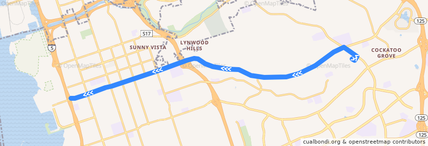 Mapa del recorrido MTS 709L (to H Street Transit Center) de la línea  en Chula Vista.