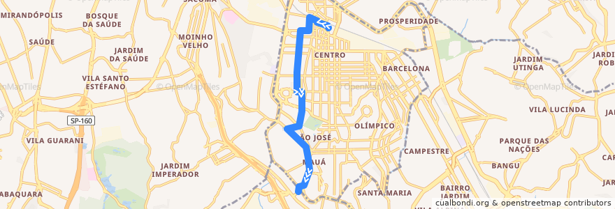 Mapa del recorrido 254DV1: São Caetano do Sul (Terminal Rodoviário Nicolau Delic) Diadema (Terminal Metropolitano Diadema) de la línea  en Região Imediata de São Paulo.