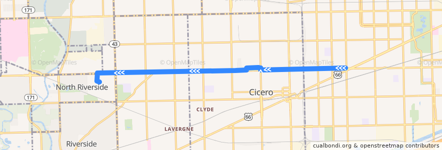 Mapa del recorrido Cermak de la línea  en イリノイ州.