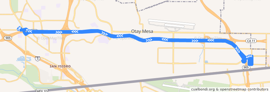 Mapa del recorrido MTS 950 de la línea  en San Diego.