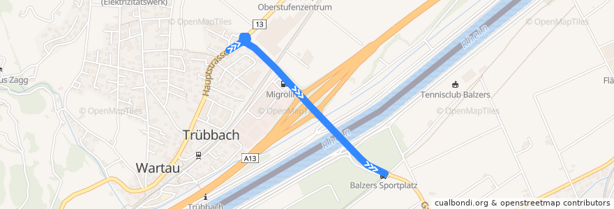 Mapa del recorrido Bus 11: Trübbach Dornau => Feldkirch Bahnhof de la línea  en .