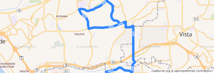 Mapa del recorrido NCTD 323 de la línea  en Oceanside.