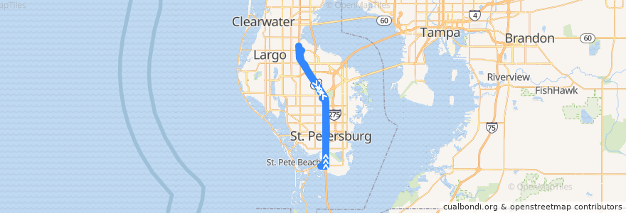 Mapa del recorrido PSTA route 34 de la línea  en Pinellas County.