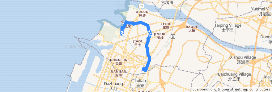 Mapa del recorrido 179路 (往清水火車站(經三美)) de la línea  en 清水區.