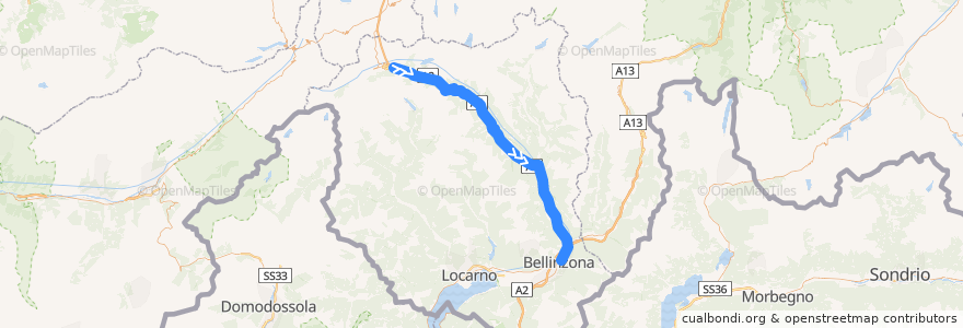 Mapa del recorrido Bus 191: Airolo => Bellinzona de la línea  en Distretto di Leventina.