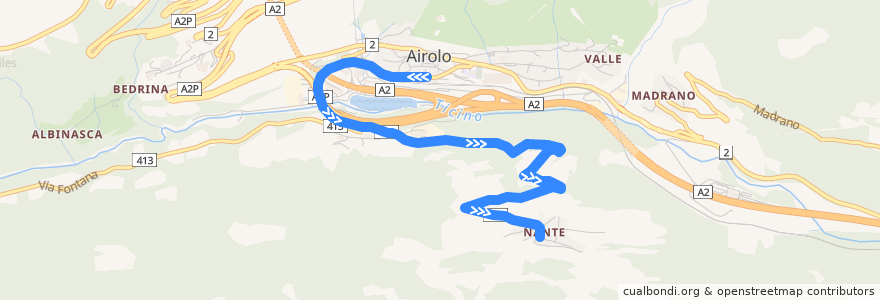 Mapa del recorrido Bus 113: Airolo => Nante de la línea  en Airolo.