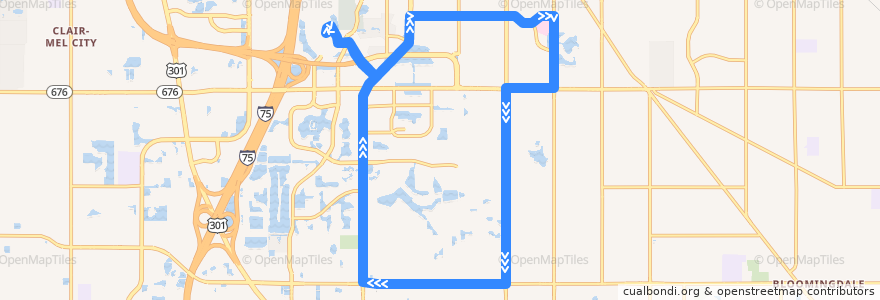 Mapa del recorrido HARTFlex Brandon (route 570) de la línea  en Hillsborough County.