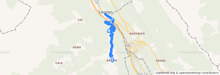 Mapa del recorrido Bus 123: Chironico => Lavorgo de la línea  en Faido.