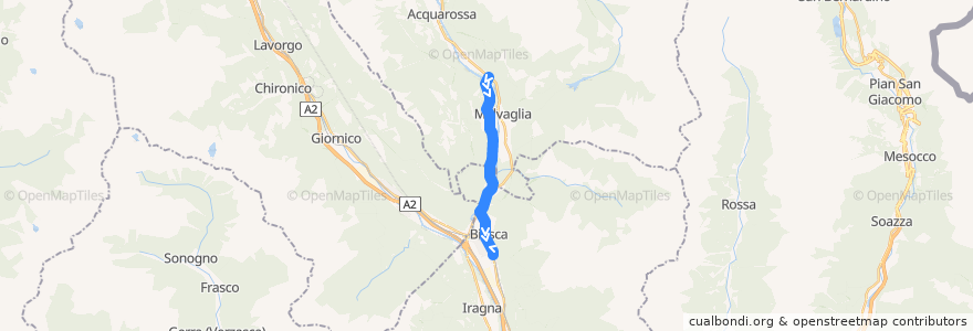 Mapa del recorrido Bus 132: Ludiano-Biasca de la línea  en Tessino.