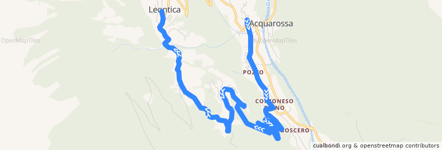 Mapa del recorrido Bus 133: Acquarossa–Leontica de la línea  en Circolo d'Acquarossa.