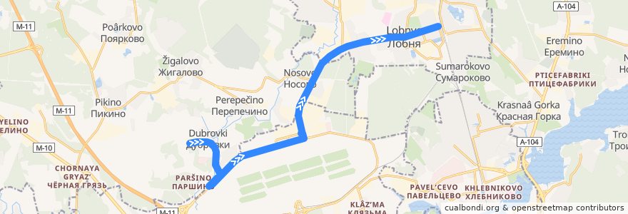 Mapa del recorrido Автобус 48: Дубровки - Станция Лобня de la línea  en Московская область.