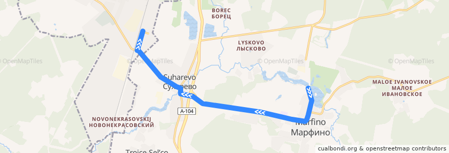 Mapa del recorrido Автобус 37: Дом отдыха Марфино - Станция Катуар de la línea  en городской округ Мытищи.