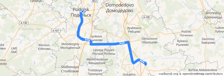 Mapa del recorrido Автобус 67 (Подольск): Подольск - Барыбино de la línea  en محافظة موسكو.