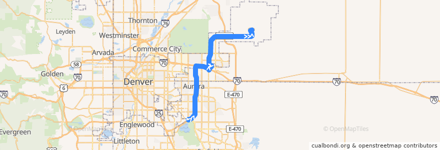 Mapa del recorrido RTD Route ATA: Boulder Junction / Denver Airport (via 40th & Airport) de la línea  en コロラド州.